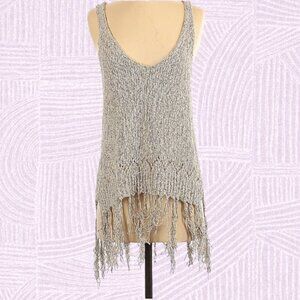 Windsor Gray Sexy Sweater Like Sleeveless Top with Fringe Date Night Size M